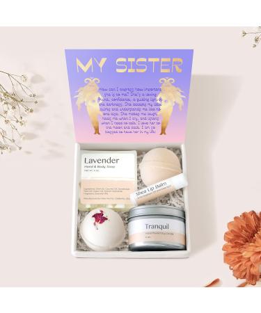 Dear Ava Spa Gifts for Women - Organic Self Care luxury Anti Stress Relaxing Bath and Body Kit Set Basket Box for Her with Heartfelt Card - Birthday Holiday Gift for Sister