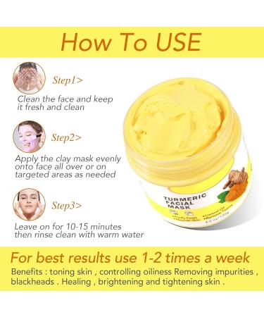 Turmeric Clay Mask - Face Mask - Face Masks Skincare for Deep Cleaning Nourishing Moisturizing - Face Care - Face Masks Beauty for Controlling Oil & Refining Pores - Skin Care for Anti-Aging & Wrinkle - Buy Online on GoSupps.com