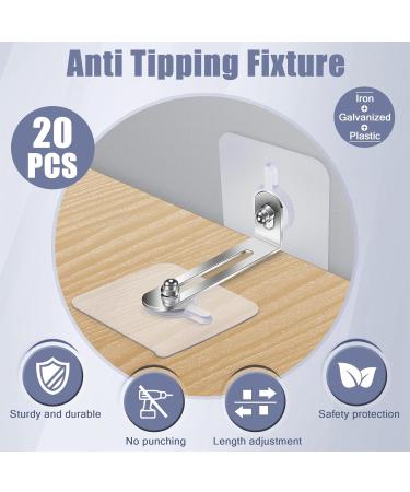 ERPMLYO 20 Sets Child Locking Cabinet Tilting Protection - Anti-Tipping Furniture Straps for Baby & Pet Safety | Wall Anchor without Drilling - Buy Online on GoSupps.com