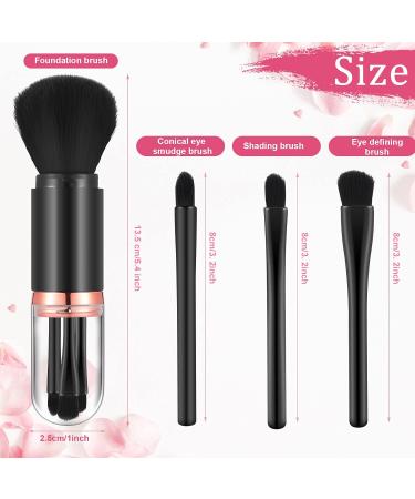 2 Sets Retractable Makeup Brush Travel Set - Mini 4 in 1 Lip & Foundation Brush - Black & White Cosmetic Brushes for Easy Application - Buy Online on GoSupps.com
