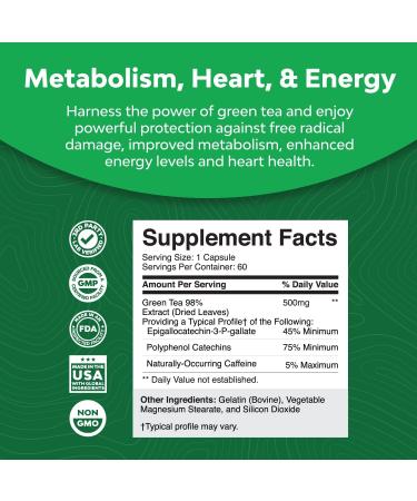 Pure Green Tea Extract Capsules for Weight Loss and Metabolism Boost - Natural Detox Cleanse for Fast Results - Men and Women - Buy Online on GoSupps.com