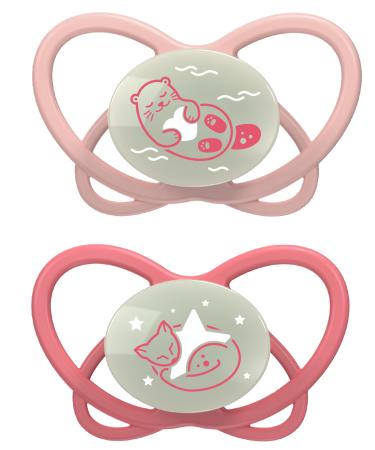 Nip Schnuller My Butterfly Night Green: Schnuller from sustainable raw materials extra flasher suction part still-friendly & jaw-friendly silicone light red size 2 (5-18 months) Green Night size 2 (5-18 months) red