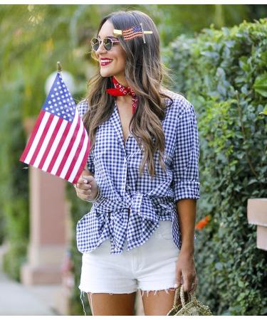 Patriotic Rhinestone Hair Clips - American Flag, Star, Heart Bows - Independence Day Accessories - Buy Online on GoSupps.com