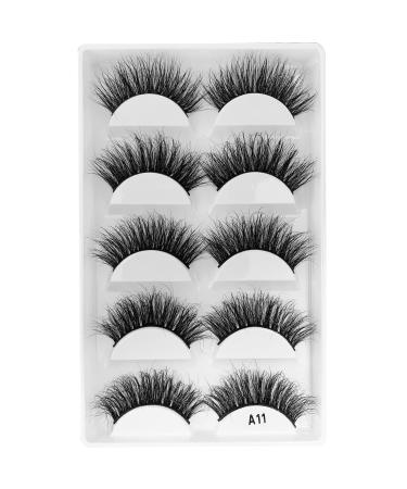 3D Mink Lashes - Dramatic Cat-Eyes Look, Natural Fluffy Volume, Long Wispy - 100% Real Siberian Mink Fur - Cruelty-Free - Reusable & Handmade - 5 Pairs (A11) - Buy Online on GoSupps.com