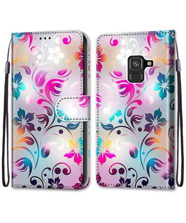 Nadoli mobile phone case leather for Samsung Galaxy A8 2018 colorful grade grade bolient flower carrying box card box magnet stand protective case wallet leather bag bag case case Samsung galaxy a8 2018 colorful flowers
