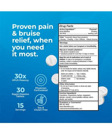 VitaMedica Arnica Montana 30X HPUS Tablets | Homeopathic | Made in USA | Plant Based | 2 Pack Bundle - 60 Count Each | 5 Day Supply - Buy Online on GoSupps.com