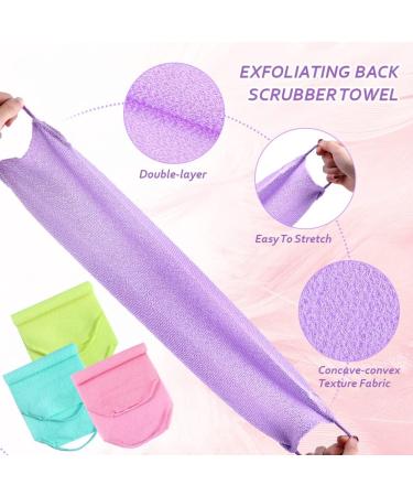 6Pc Exfoliating Back Scrubber Set with Handles - Body Exfoliator Washers & Bath Gloves for Skin Cleansing and Massage - Men and Women - Buy Online on GoSupps.com