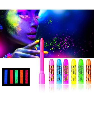 6PCS Saturey Glow Black Light Face & Body Paint Crayons - Neon Glow Makeup for Parties, Mardi Gras & Christmas - Buy Online on GoSupps.com