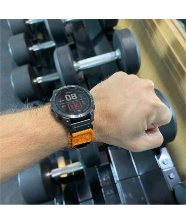 Durable Nylon Bracelet for Garmin - Compatible with F nix Forerunner Vivoactive Approach Marq Quatix D2 Series - 26mm Orange Sport Band for Men (7.2 to 8.2 inches) - Buy Online on GoSupps.com