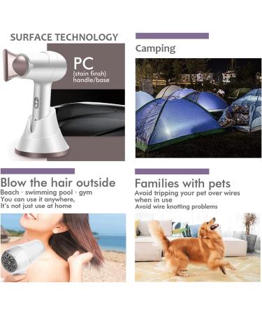 Cordless Hair Dryer 200W Low Power Cold&Hot Portable Wireless Rechargeable Hair Dryer for Art Painting Travel Camping - Buy Online on GoSupps.com