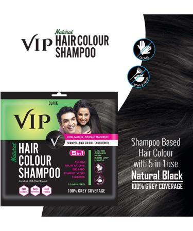 VIP Pack of 6 5 in 1 Natural Color Shampoo Sachets Black 40g - Buy Online on GoSupps.com