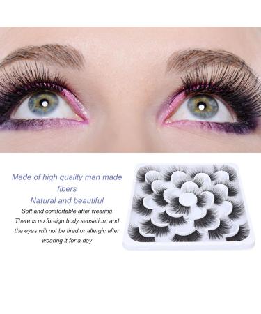 Natural 3D Fake Eyelashes - 10 Pairs of Thick Fluffy Long Synthetic Fiber Lashes for Women - Buy Online on GoSupps.com