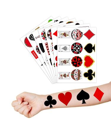 Casino Theme Temporary Tattoos - 8 Sheets 96 PCS Cute Tattoo Stickers for Kids Party Decor & Favors - Buy Online on GoSupps.com