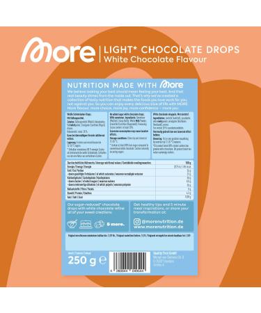 Buy More Light Chocolate Drops - White Chocolate 3x250g for Baking & Snacking - Low Sugar Chocolate Sprinkles - Buy Online on GoSupps.com