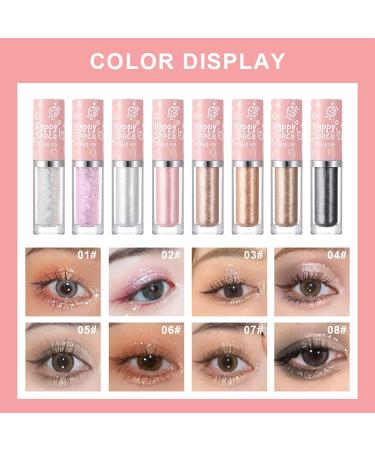 Erinde 8PCS Liquid Glitter Eyeshadow Set - Shimmer Metallic Eye Shadow & Eyeliner Kit | Quick Drying, High Pigmented Formula with Lightweight Glitter Glue for Korean Sparkly Crystals Makeup - Buy Online on GoSupps.com