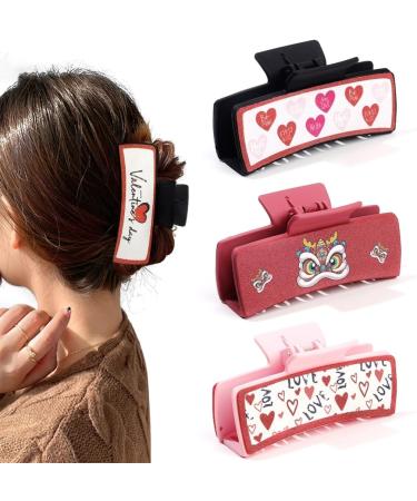 xbiez Valentine's Day Hair Clips Large Heart Hair Claw Clip Non-Slip Cute Strong Hold Catch Barrettes Hair Styling Tool A30 - Buy Online on GoSupps.com