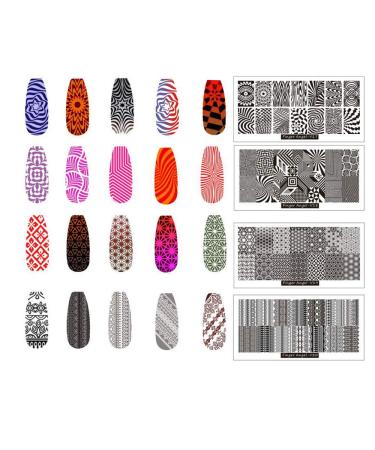 FingerAngel Nail Stamp Plates Set with Stamper, Scraper, and Storage Bag - Leaves, Flowers, Animals Design - Nail Art Stamping Plate Template (V17-24) - Buy Online on GoSupps.com