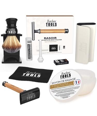 Premium Shaving Set - Safety Razor + 5 Blades + Brush + 150ml Shaving Soap + Alumenstone | Best Barber Tools for Men - Buy Online on GoSupps.com