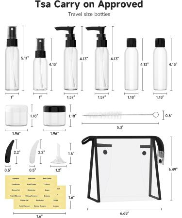 Morfone TSA Approved Travel Bottles Kit with Toiletry Bag - Leak Proof, Refillable Containers for Toiletries - Travel Size Accessories for Shampoo, Conditioner, Lotion - Cosmetic Essential - Buy Online on GoSupps.com