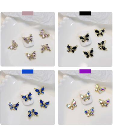 Crystal Butterfly Nail Charms - 20pcs 3D Alloy Charms for Nails | Gold Shiny Zircon Art Decor with Rhinestones - Nail Design Accessories - Buy Online on GoSupps.com