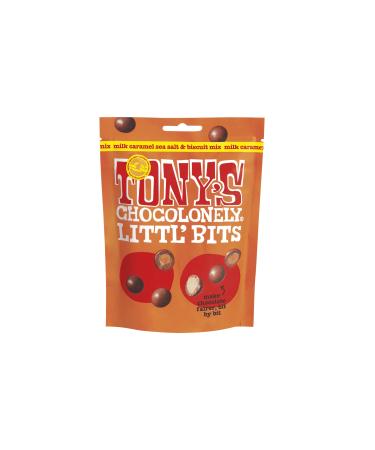 Tony's Chocolonely Littl Bits Milk Caramel Sea Salt Biscuit Chocolate Balls - Mini Chocolates in Sharing Box - Snacks - Candies - 100 Grams
