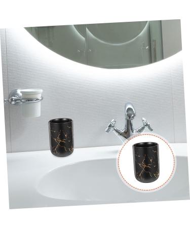 Garneck 4-Piece Black Porcelain Drinkware Set - Stylish Brush & Cup Storage for Home Washbasin & Worktop | 11x7.7cm - Buy Online on GoSupps.com