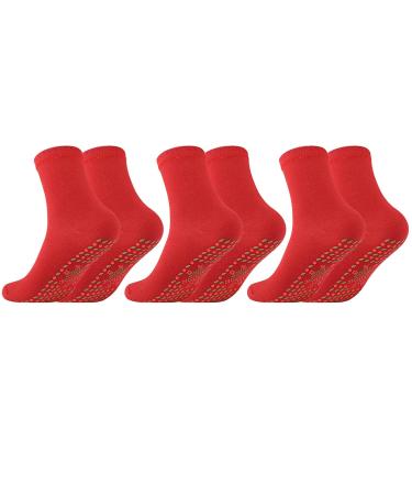 Warm Tourmaline Heated Pair Winter Magnetic Socks 3 Comfortable Self Heating Socks WU822 One Size Red