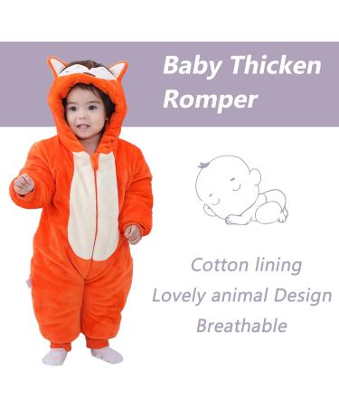COOKY.D Baby Animal Hooded Winter Romper | Newborn 3-36 Month | Thicken Outfits Jumpsuit | 6-12 Month Fox - Buy Online on GoSupps.com