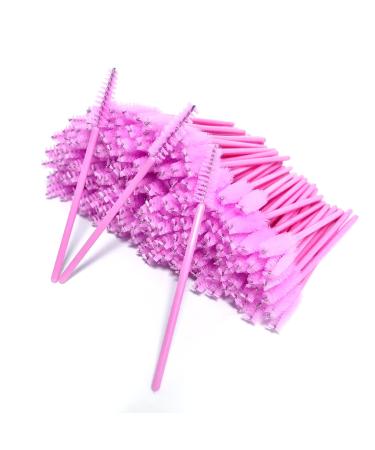 MAYSHIKOU Eyelash Spoolies Brushes 100Pcs Eyebrow Mascara Brush Wands Cleaner Applicator Makeup Tools False Eyelashes Extension Supplies 100 Pcs-Pink
