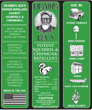 Grandpa Gus's Natural Squirrel Repellent Spray for Chipmunks - 8oz - Buy Online on GoSupps.com