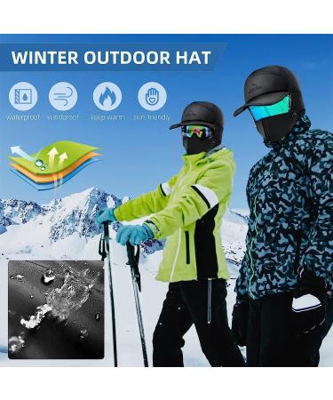 Winter Trapper Hat with Ear Flaps - Windproof Unisex Ushanka Hat in Black - Buy Online on GoSupps.com