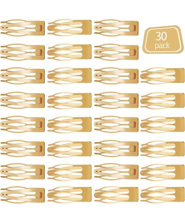 30 Pieces Double Grip Hair Clips Metal Snap Hair Barrettes for Women Girls Hair Making (Gold)