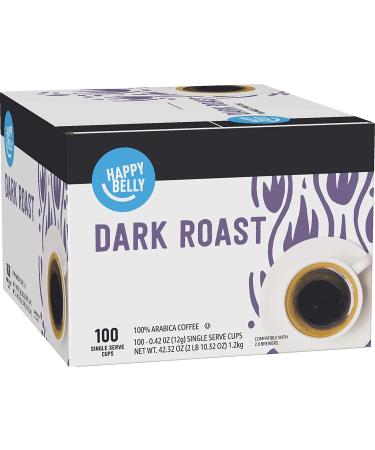 Happy Belly Dark Roast Coffee Pods - 100 Count - Compatible with Keurig 2.0 K-Cup Brewers - Buy Online on GoSupps.com