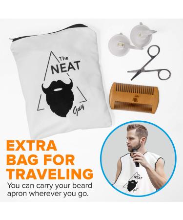 The Neat Guy 5-Piece Beard Catcher Kit - White | Mess-Free Shaving Set with Beard Apron, Comb, Scissor, and Bag | Perfect Fathers Day Gift - Buy Online on GoSupps.com