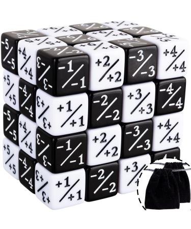 48 Pieces MTG Dice Counters Token Magic The Gathering Dice Set Creature Stats Buff Cube D6 Dice for CCG Card Card Games Accessory(Black, White)