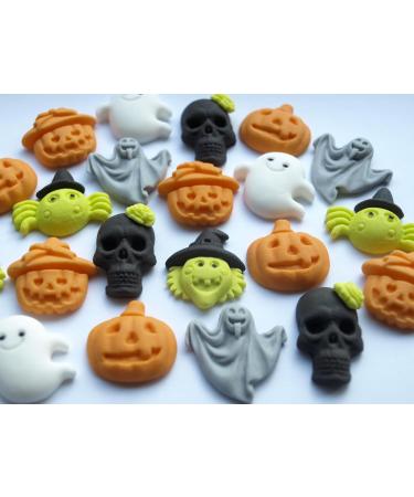 21x Halloween Cake Toppers Edible Cupcake Decorations Sugar Pumpkin Ghost Witch Skull Spider - Buy Online on GoSupps.com