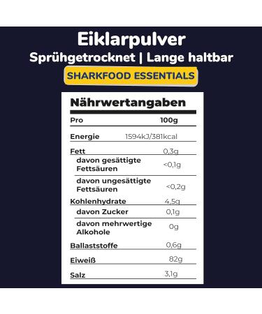 Sharkfood Egg Clares 500g - 100% Chicken Protein Powder for Baking & Cooking - Low Carb Keto-Friendly Shake - 82% Protein Content - Buy Online on GoSupps.com