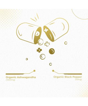 Foods For Gut Ashwagandha | 1300 mg Per Serving 120 Capsules | Organic | Free of Top Allergens | Immune Support | Stress Relief | Energy & Mood Support - Buy Online on GoSupps.com