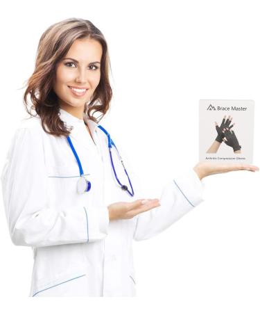 Arthritis Compression Gloves for Pain Relief - Fingerless Typing Gloves for Men and Women - Medium, Black+Gray (2 Pairs) - Buy Online on GoSupps.com
