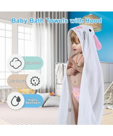 Flyish Direct 100% Cotton Baby Bathing Poncho with Hood | Newborn Hooded Towel 70x70 cm - Soft Absorbent White Towel for Infants - Buy Online on GoSupps.com