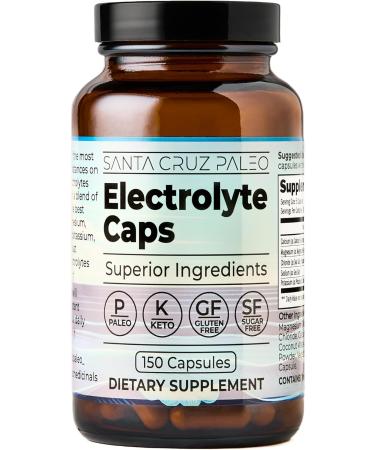 Santa Cruz Paleo Electrolyte Capsules for Hydration Support, Zero Sugar, Keto Friendly Magnesium Potassium Sodium Calcium Supplement, Paleo & Gluten Free, Travel Essentials, 150 Capsules - Buy Online on GoSupps.com