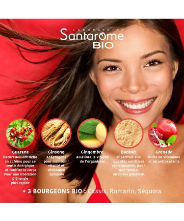 Santarome Bio - Organic Boost Energy Supplement | Instant Boost Boost Rich in Natural Caffeine - Organic Herbal - Guarana Ginger Ginseng | 20 bulbs| Vegan | Made In France - Buy Online on GoSupps.com