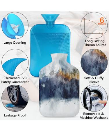 Cozy Modern Art Mountain Hot Water Bottle | 2L Fluffy Cover for Pain Relief & Comfort - Buy Online on GoSupps.com