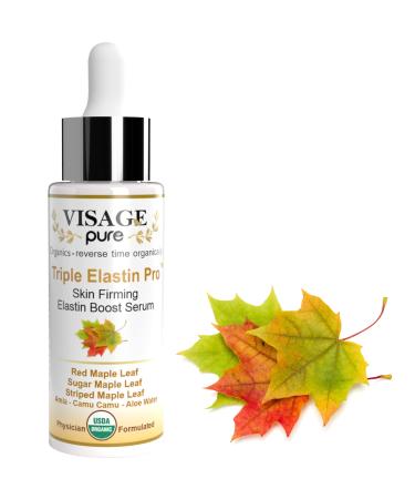 Triple Elastin Pro - Skin Firming - Elastin Boost Face Serum - by Visage Pure - Contains "GCGs" That Increases the Skin's Elastin and Elasticity - USDA Organic - Physician Formulated - Research Supported - Buy Online on GoSupps.com
