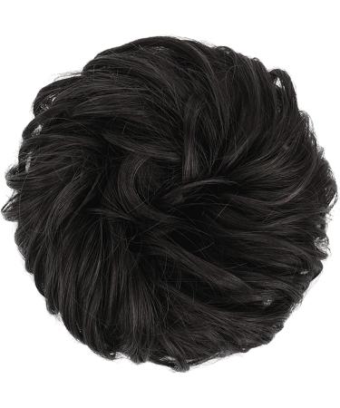 FESHFEN Messy Bun Hair Scrunchie Synthetic Updo Hairpiece Darkest Brown - 55g | Women Girls Curly Wavy Donut Style - Buy Online on GoSupps.com