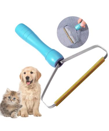 Dog Hair Remover, Grepol-V Lint Shaver Cleaner pro, Reusable Fabric Shaver Pet Hair Removal Tool for Couch Carpets Clothes Furniture, Durable Manual Carpet Scraper Lake Blue