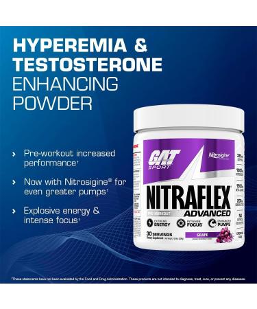 GAT Sport Nitraflex Advanced Pre-Workout Powder - Grape Flavor | Boost Energy, Strength & Performance | Creatine-Free | 30 Servings - Buy Online on GoSupps.com