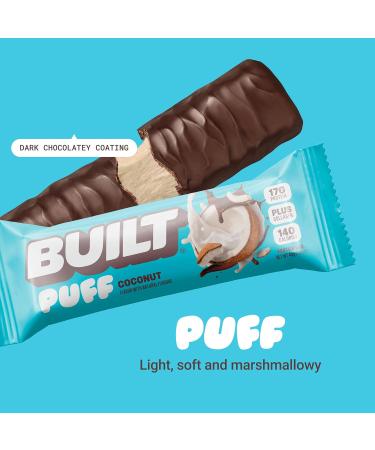 Built Bar 12 Pack: High Protein Energy Bars - Low Carb, Calorie, Sugar - Real Chocolate Coated - Delicious Gluten Free Snack (Coconut Puff) - Buy Online on GoSupps.com