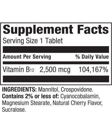 Spring Valley Vitamin B12 Quick-Dissolve Tablets - 500 mcg Cherry Flavor 120 Tablets - Luall Sticker Included - Energy Metabolism Support - Buy Online on GoSupps.com