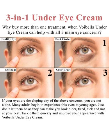 Anti-Aging Under Eye Cream: 3-in-1 Treatment for Dark Circles, Puffy Eyes, Bags & Wrinkles - Firming, Moisturizing & Hydrating with Cucumber, Collagen, Hyaluronic Acid, Retinol & Vitamin E - Buy Online on GoSupps.com